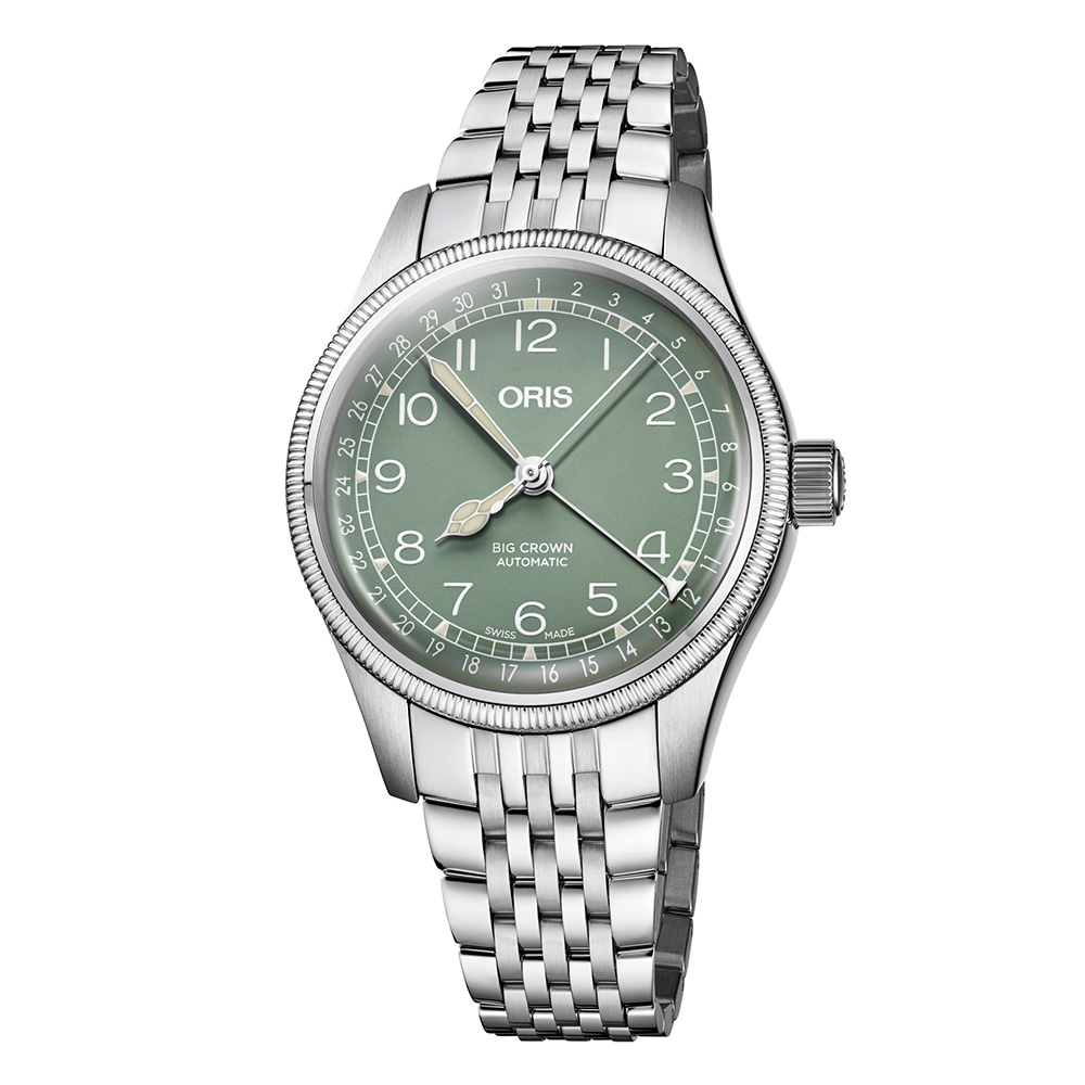 ORIS…ポインターデイト..３６mm オリス(ORIS) ビッグクラウン ポインターデイト 36mm グリーン 754